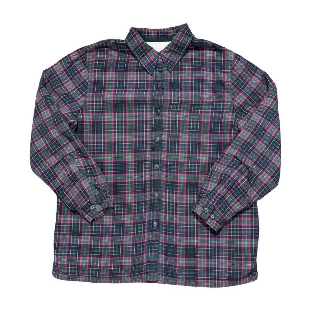 Women’s Vintage LL Bean Sherpa Lined Flannel Plaid Jacket Size Medium